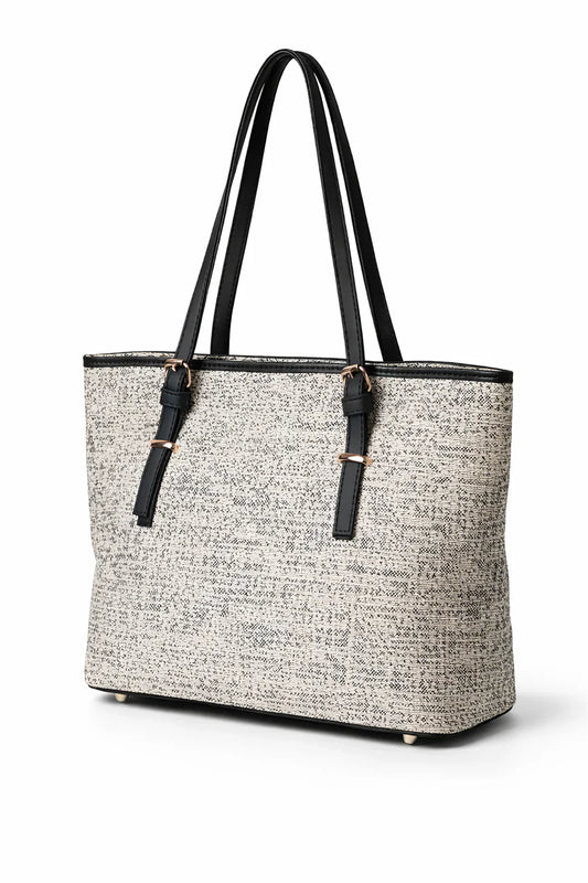 Woven Shoulder Bag with Black Straps